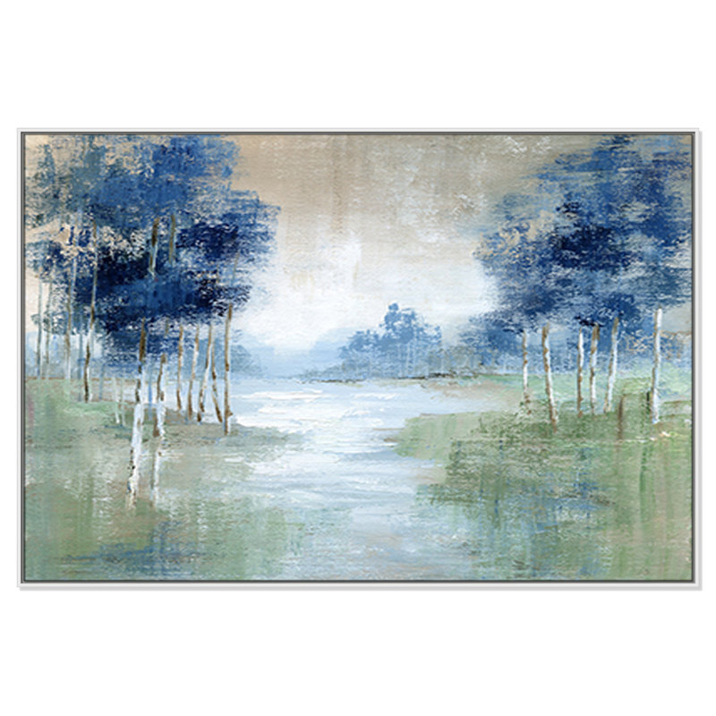 Birch River, impression sur toile encadrée par Nan, H 41,5 po x l 61,5 po x P 2 po, Blanc