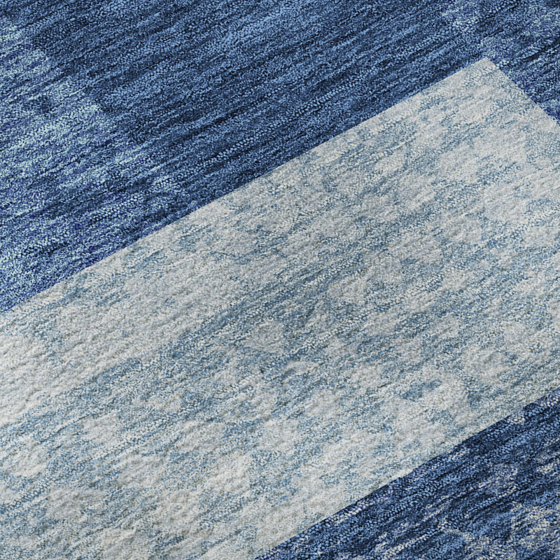 Tapis bleu marine de qualité supérieure lavable à la machine Prisco, Rectangle 5 pi x 7 pi 6 po