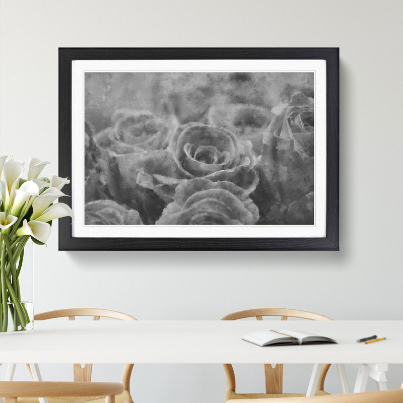 Bunch of Roses - Picture Frame Painting, Black Framed, 36cm H x 48cm W x 2cm D