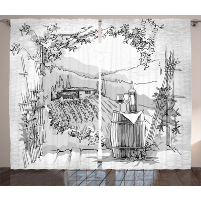 Sketchy Semi-Sheer Rod Pocket Curtain Panels