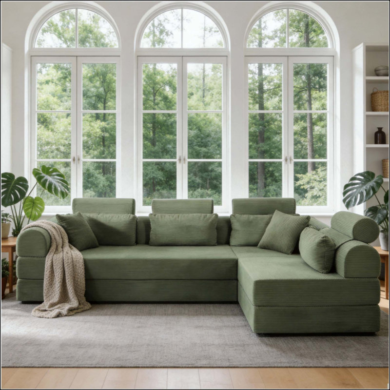 Canapé modulaire en L Boneless, Greyish Green