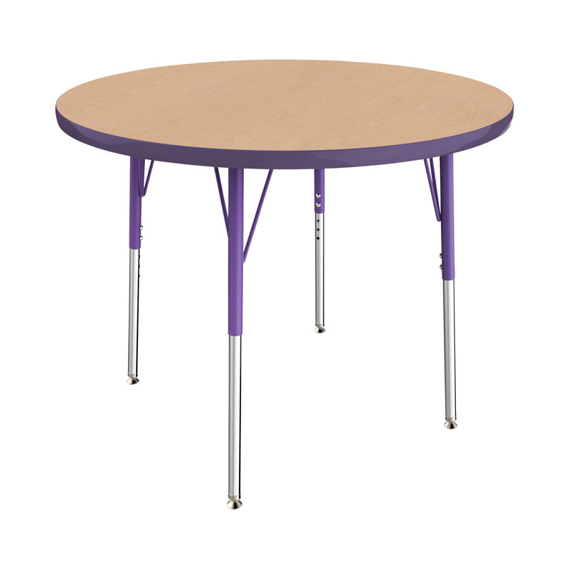Table ronde à hauteur réglable, 36", Maple/Purple, Gris