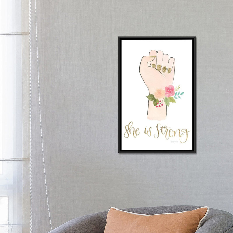 «Girl Power X», impression sur toile tendue, H 26 po x l 18 po x P 1,5 po, Pas de tapis, Toile avec cadre noir