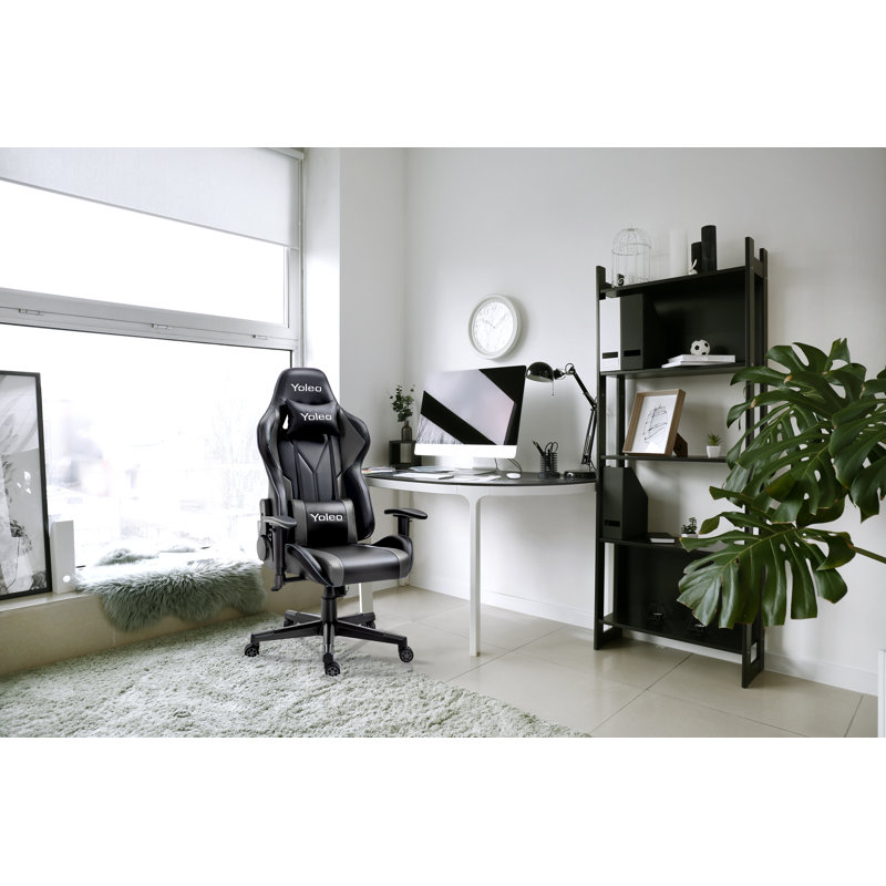 Blue Elephant Reclining and Adjustable Height PC & Racing Game Chair, Black/Grey
