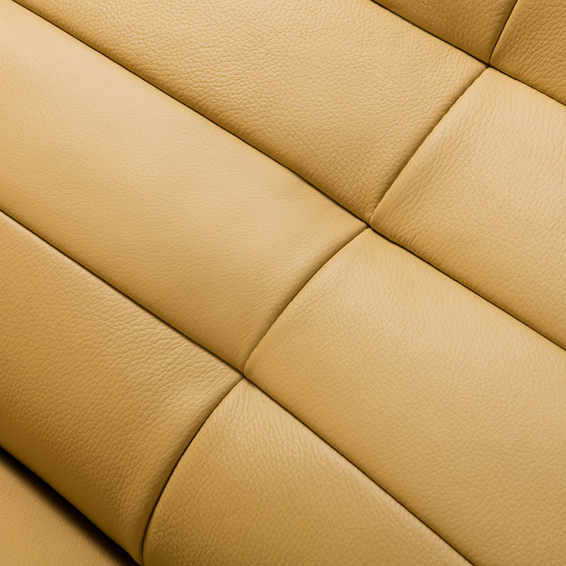 Balani Upholstered L-Shaped Sectional, Yellow Genuine Leather, Right Hand Facing