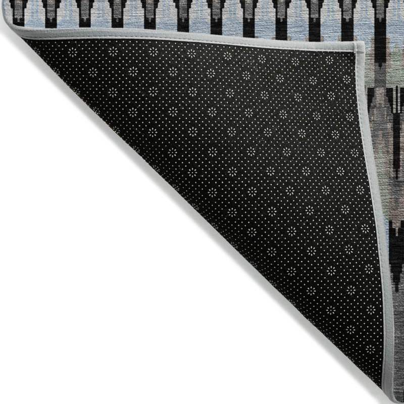 Tapis intérieur / extérieur lavable 5 pi x 8 pi noir et gris Sud-Ouest