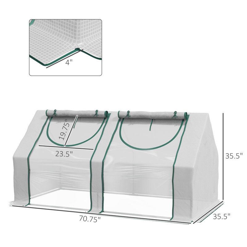 Outsunny 6'x3' Double-Cover Portable Greenhouse with Steel Frame