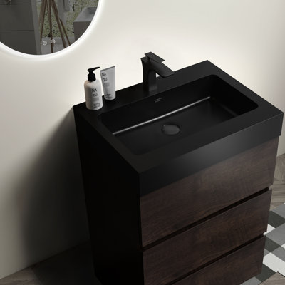 Meuble-lavabo en noyer de 24 po - Silencieux, élégant et fonctionnel