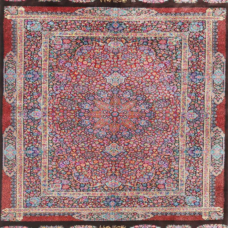 Tapis oriental rouge / Mehroon, Carré 6 pi