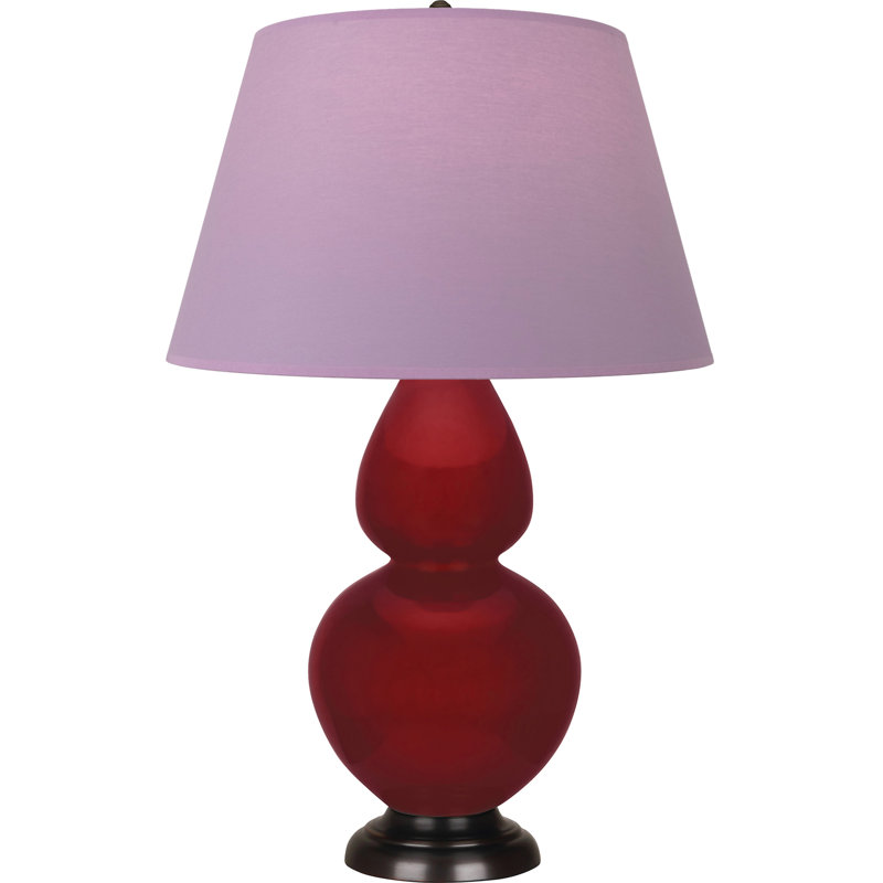 Lampe de table double gourde en céramique, Sangria glacé / bronze, Lavande / prune, Bronze