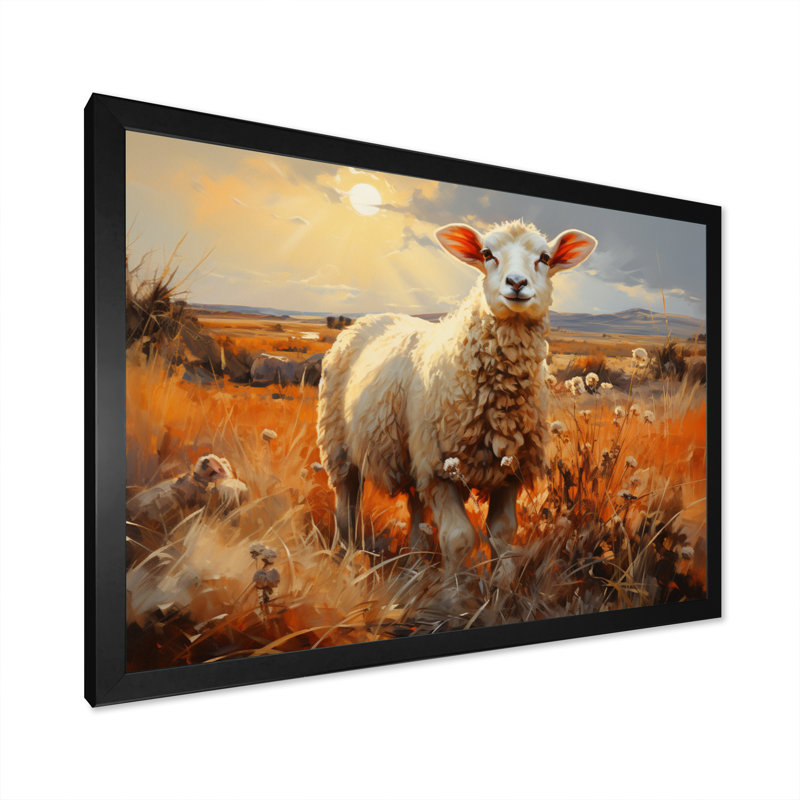 «Sheep In Sunlight I» sur toile, H 30 po x l 40 po x P 1,5 po, Cadre simple noir