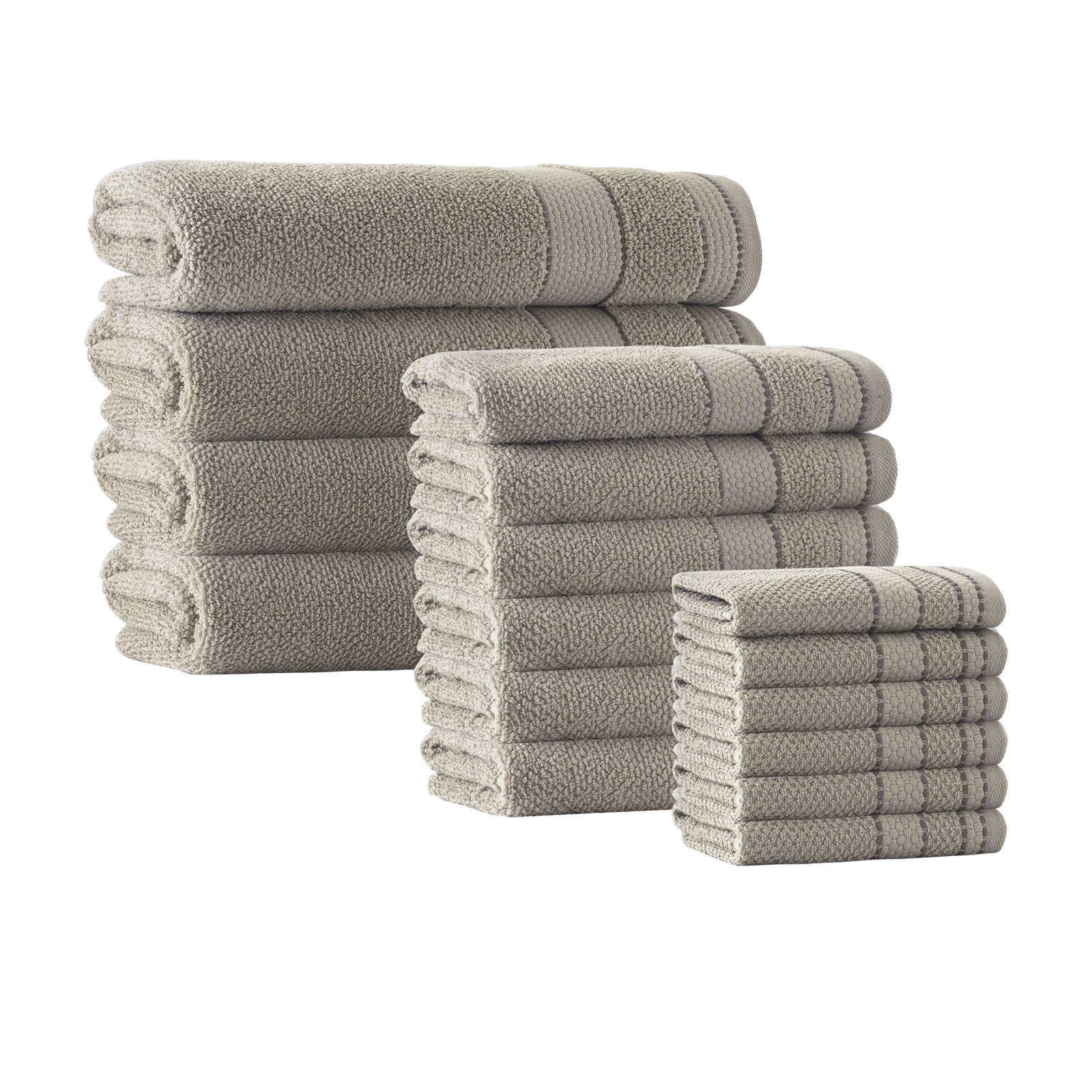 Kahmel 16 Piece Turkish Cotton Towel Set, Beige
