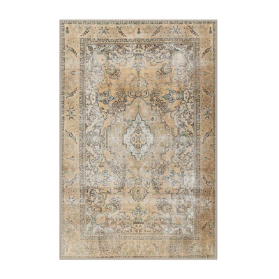 Tapis oriental en laine beige / rose clair Kevork