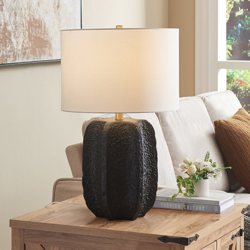 Kyeson 24" Tall Table Lamp with Fabric Shade, Black