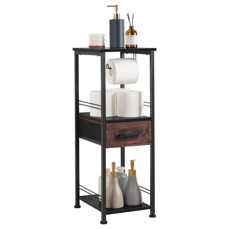 Allisun Medium Density Fiberboard (MDF) Freestanding Bathroom Shelves, Matte Black