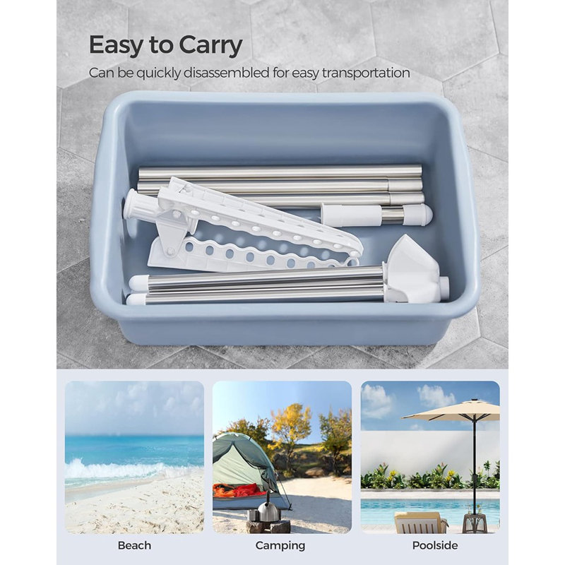 Séchoir à vêtements, finition blanche et argentée, support à linge pliable avec 3 bras rotatifs pour 27 cintres, conception en acier inoxydable à 4 pieds, portable et peu encombrant, style fonctionnel moderne