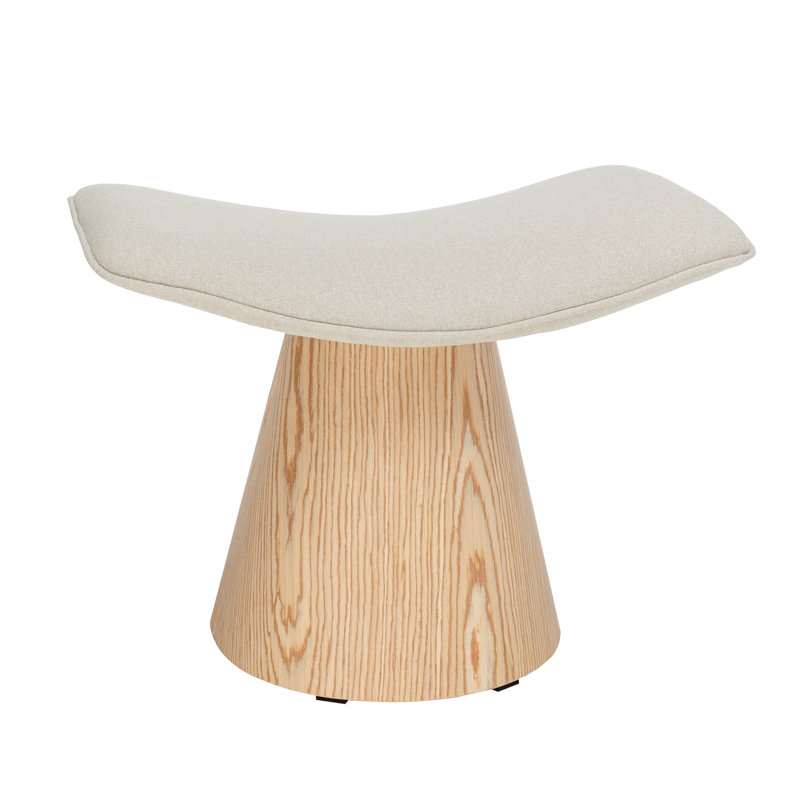 Jalsingh Upholstered Ottoman, Beige Revolution Performance Fabrics®, Natural Oak