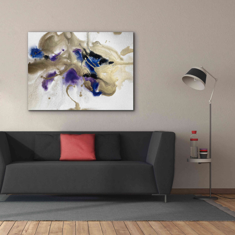 "Or à l'aquarelle bleue abstraite 2" par Irena Orlov, H 40 po x l 54 po x P 1,5 po