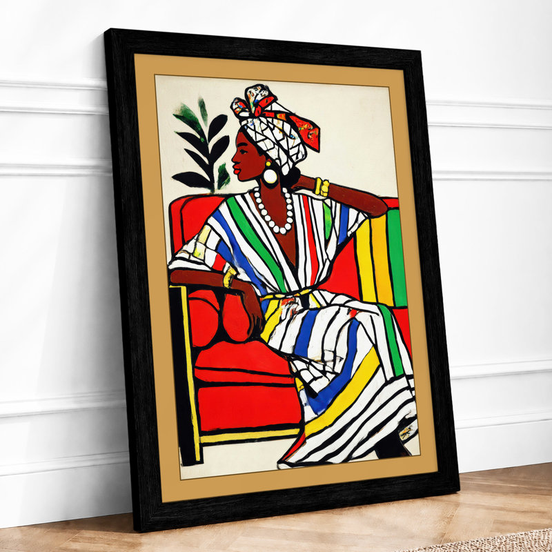 Figure With Accordion Art Deco 1 Piece Single Picture Frame Wall Art, A3 - 42.0 x 29.7 cm, Black