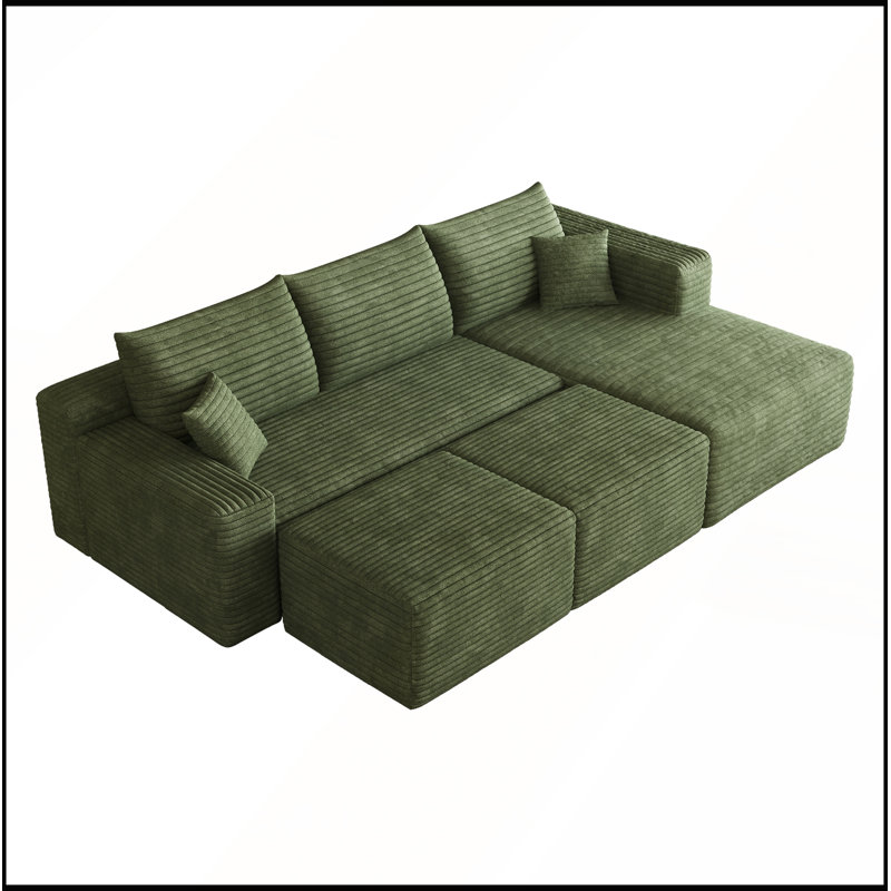 Canapé modulaire 95 avec 2 repose-pieds en forme de U dans un coin profond sans assemblage requis, Right Hand Facing