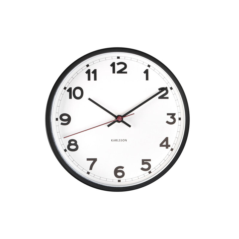 Metal Wall Clock, White, 25cm H x 25cm W x 4.5cm D