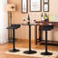 Chaise à hauteur réglable avec tabouret en cuir noir et 2 chaises pivotantes