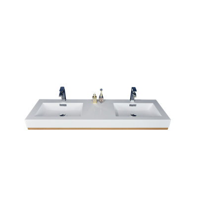 58.75 Plastic 2 Double Bathroom Vanity Top Sink Included Sink