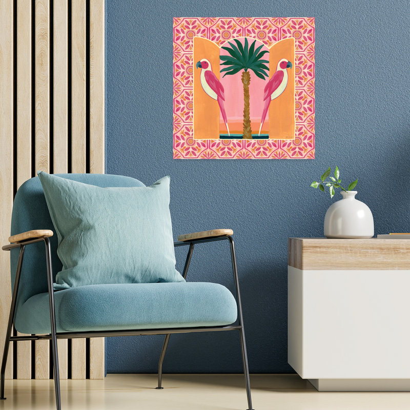 Art tropical, oiseaux tropicaux I avec animaux, H 18 po x l 18 po