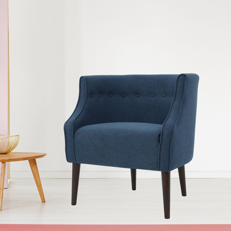 Fauteuil demi-tonneau Kamdyn, Tissu bleu marine
