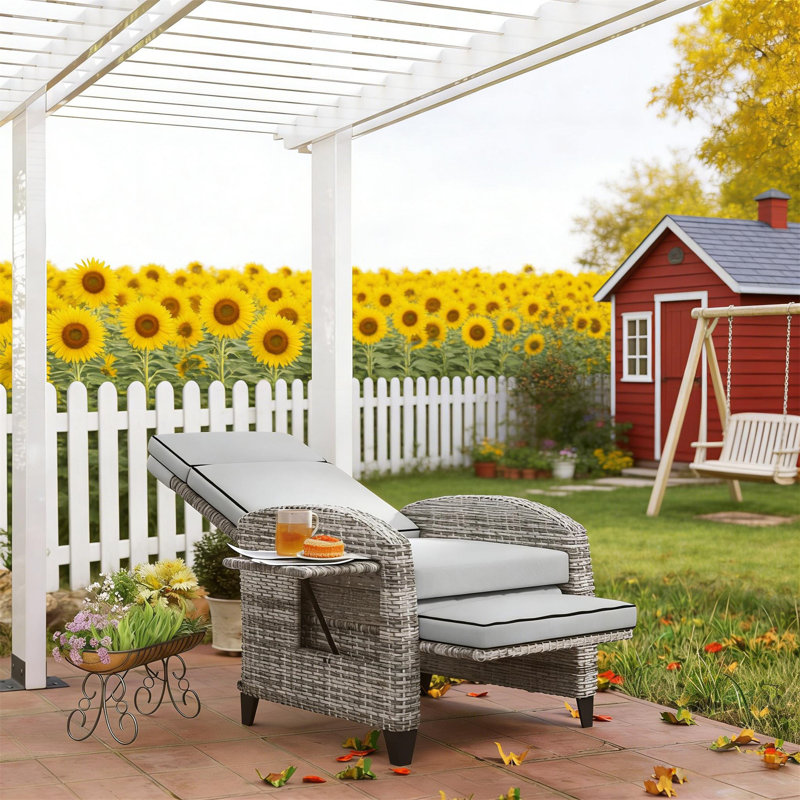 Gray Reclining Lounge Chair,Outdoor Recliner Chair, Gray