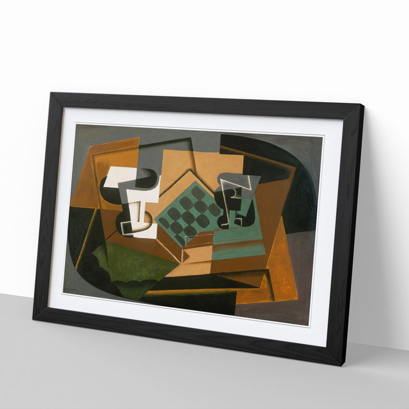 Chessboard and Glass by Juan Gris - Framed Print, Black Framed, 48cm H x 65cm W x 2cm D