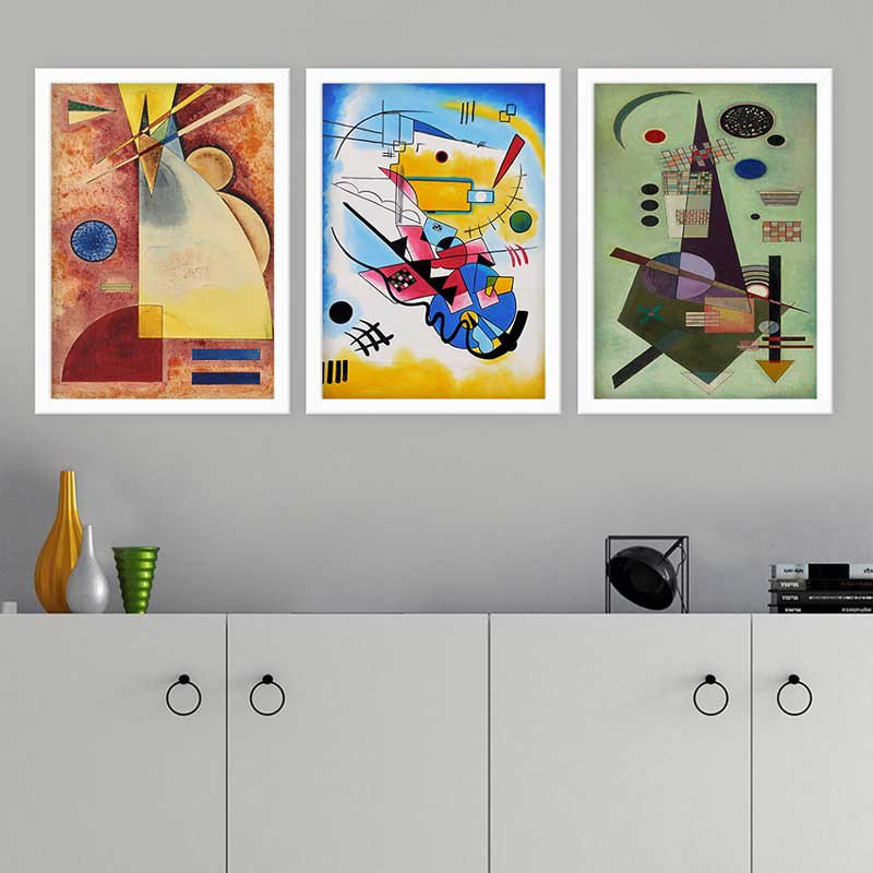 Ensemble de 3 peintures élégantes encadrées décoratives, 13,8 x 17,7 pouces chacune | 100% bois avec cadre 100% polystyrène (épaisseur: 0,8 pouce) | Impression numérique UV, parfaite pour le salon et la décoration intérieure