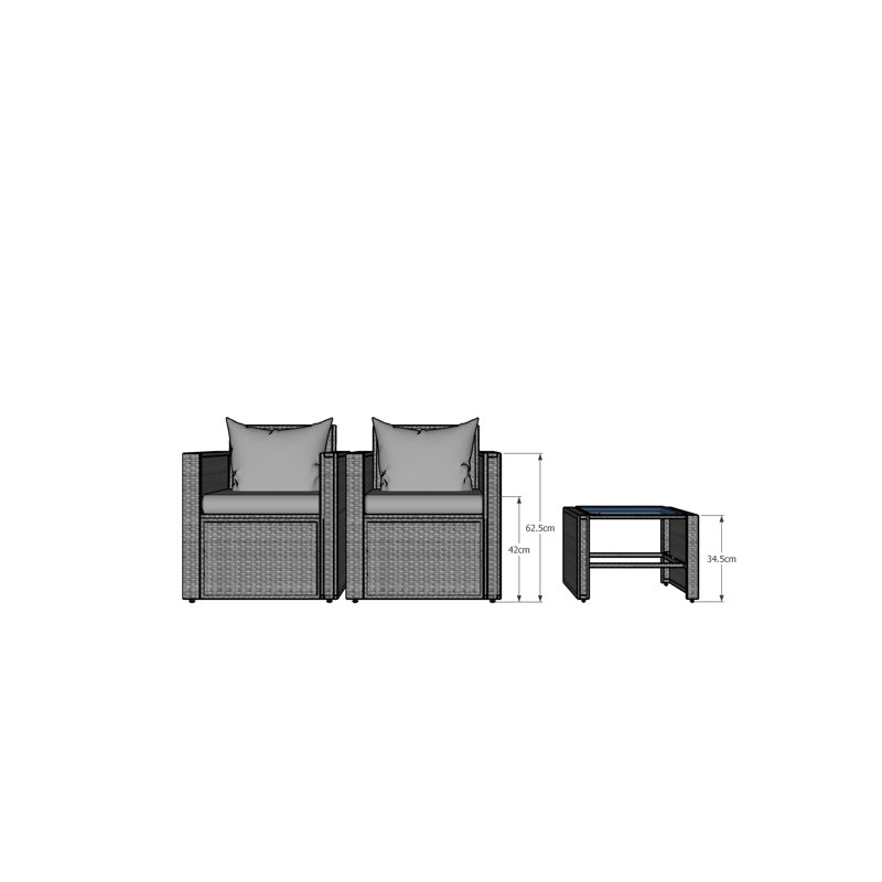 Keri-Ann Metal 2 - Person Seating Group with Cushions