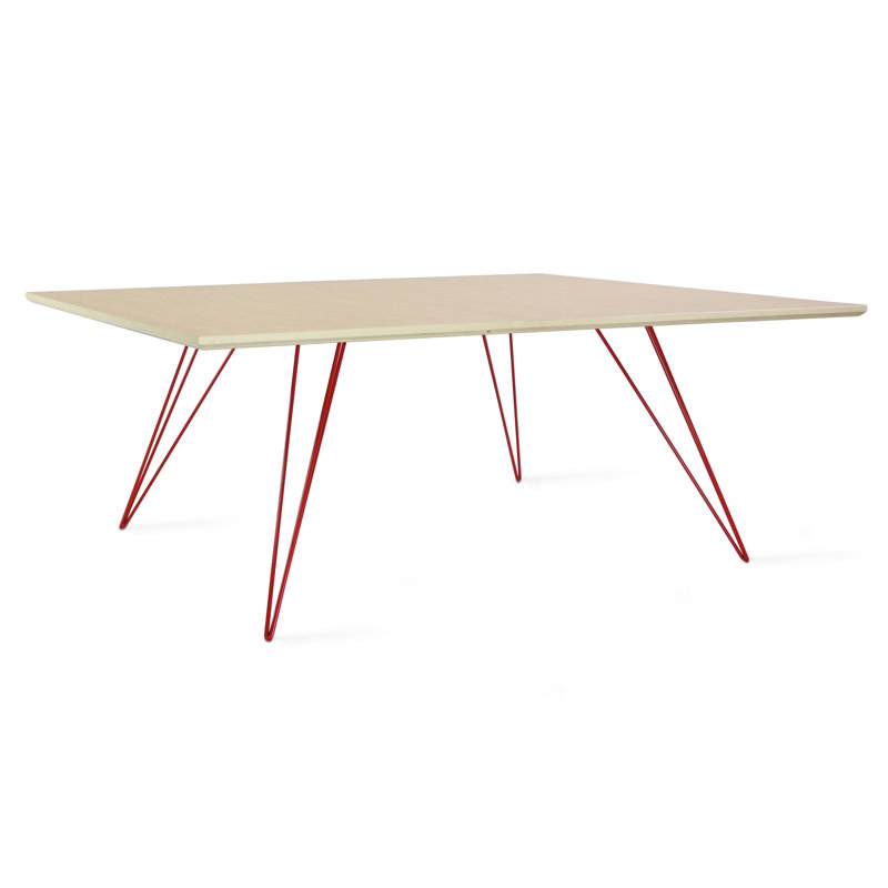 Williams Coffee Table, Red, 18" H x 54" L x 46" W, Maple