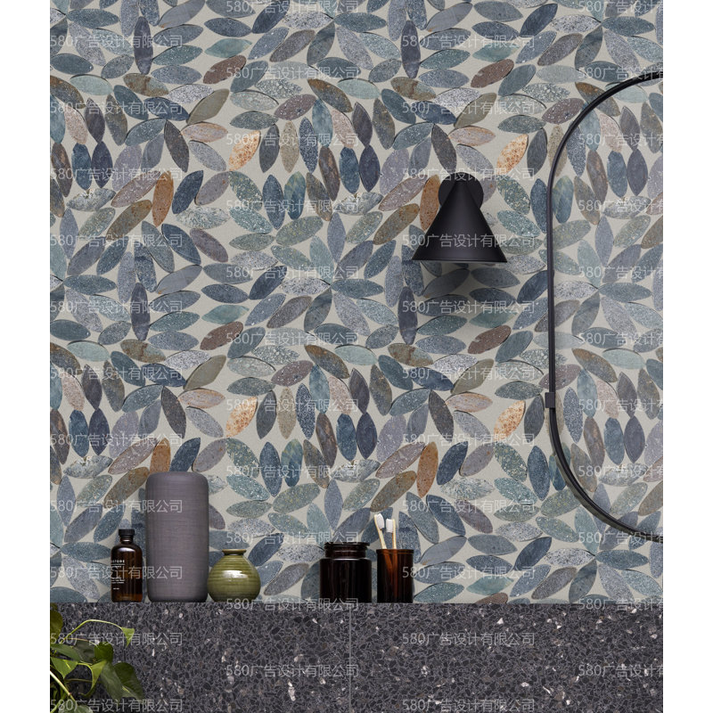 Flower Petal Shape Natural Sea Pebble Mosaic 12" x 12"  Wall & Floor Tile
