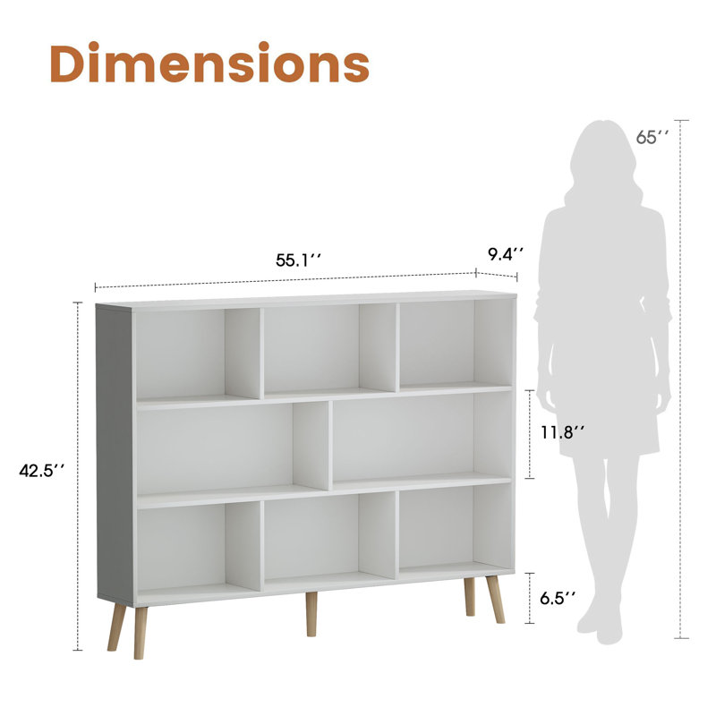 Adisyn No Subject Bookcase, French White, 42.5''H x 55.1''W x 9.4''D