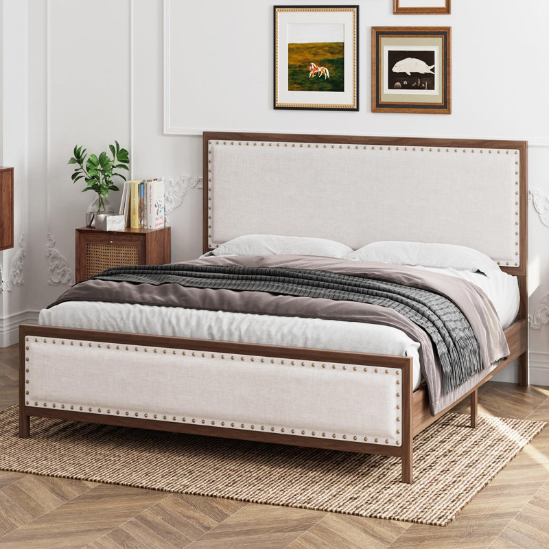 Base de lit Mari,33,3 po, Double, Noyer