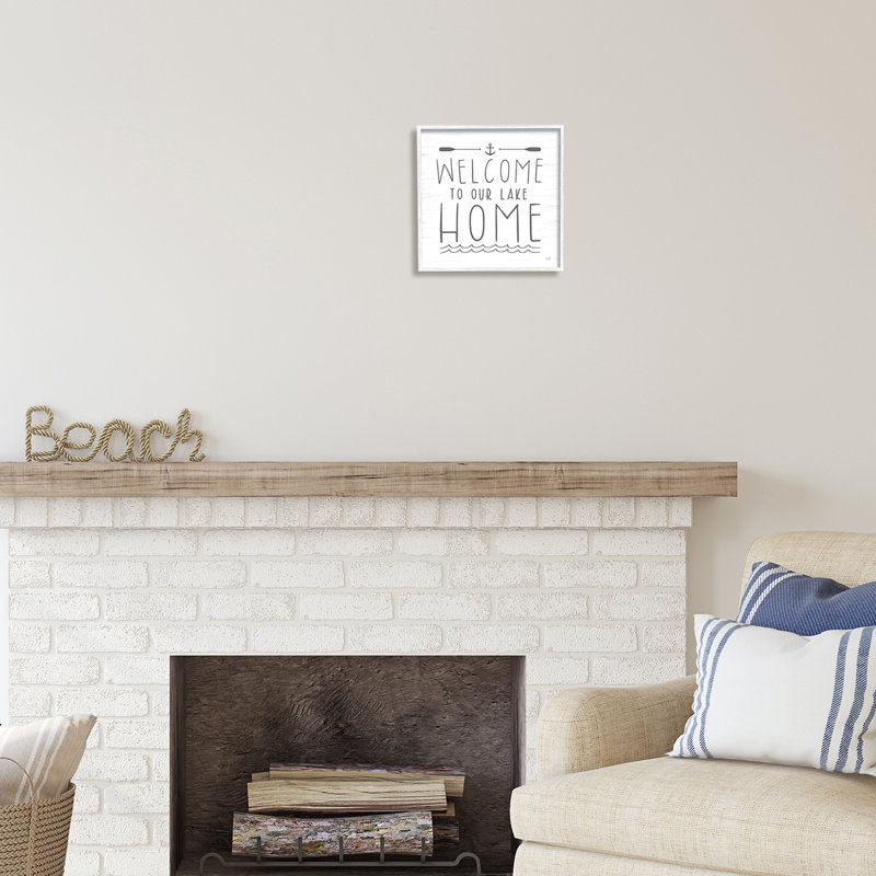 Lake Lake Welcome, phrase encadrée sur bois par Lux + Me Designs, impression, H 12 po x l 12 po x P 1,5 po