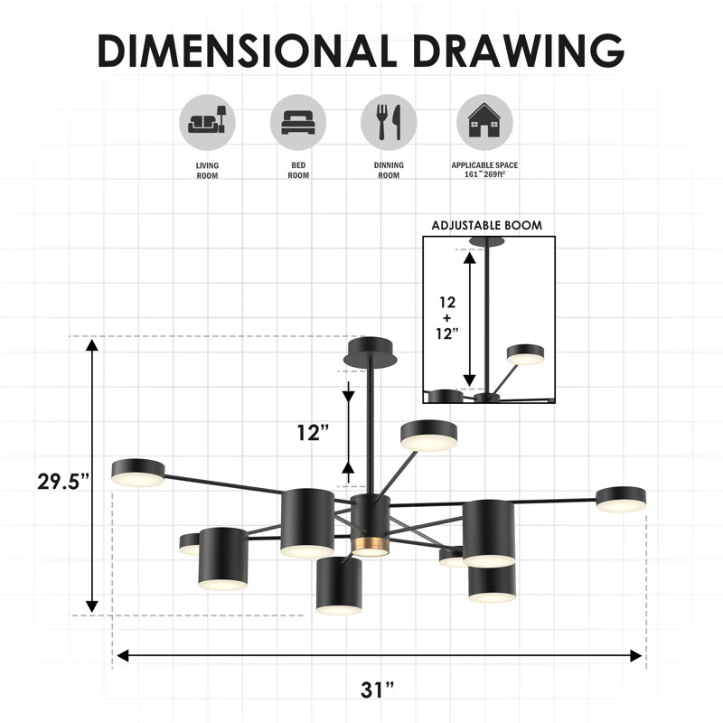 Vanus 11 - Light LED Sputnik Novelty Chandelier