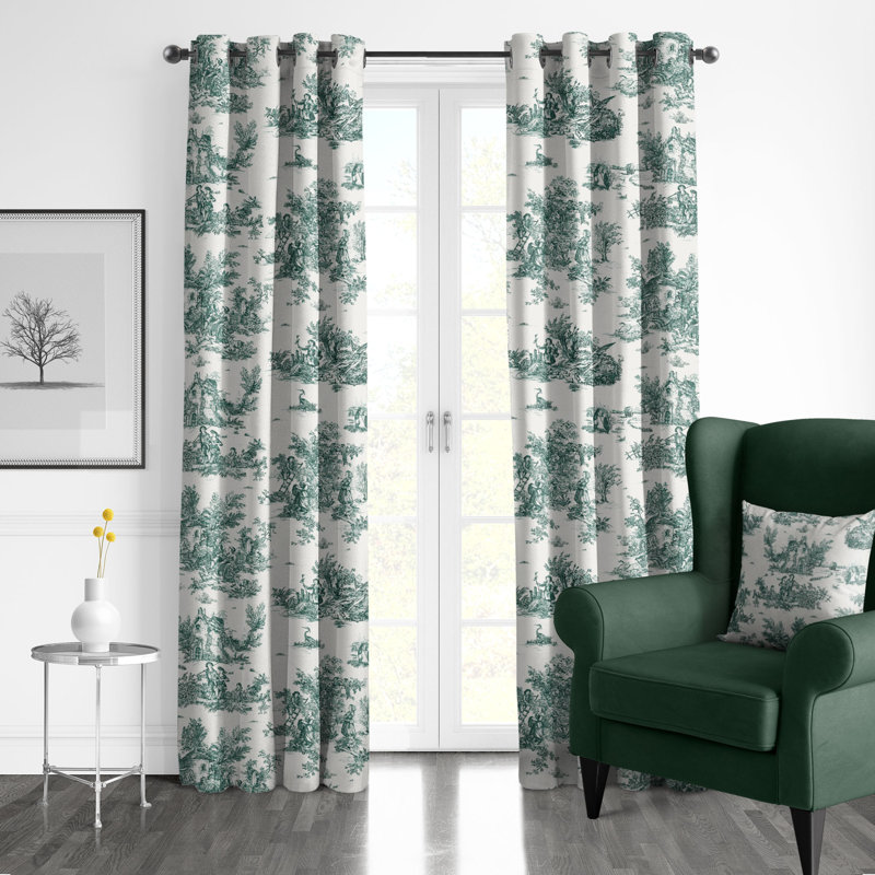 Jardin Du Jouy Toile, 50" W x 132" L, Evergreen