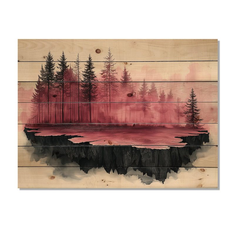 Le flux enchanté de la forêt de roses en cristal II - Art mural en bois de forêt - sur bois de pin naturel, H 30 po x l 40 po