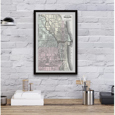 Carte de Chicago VI - impression encadrée