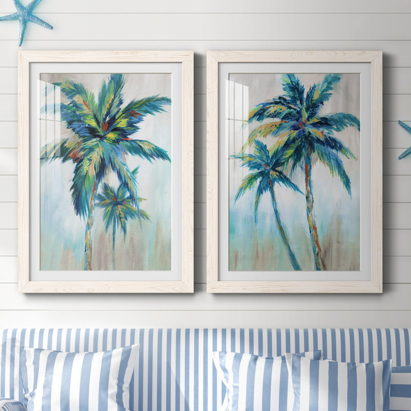 «Bright Breeze I», ensemble de reproductions d'aquarelles conçues par J Paul, Impression encadrée avec passe-partout, Blanc