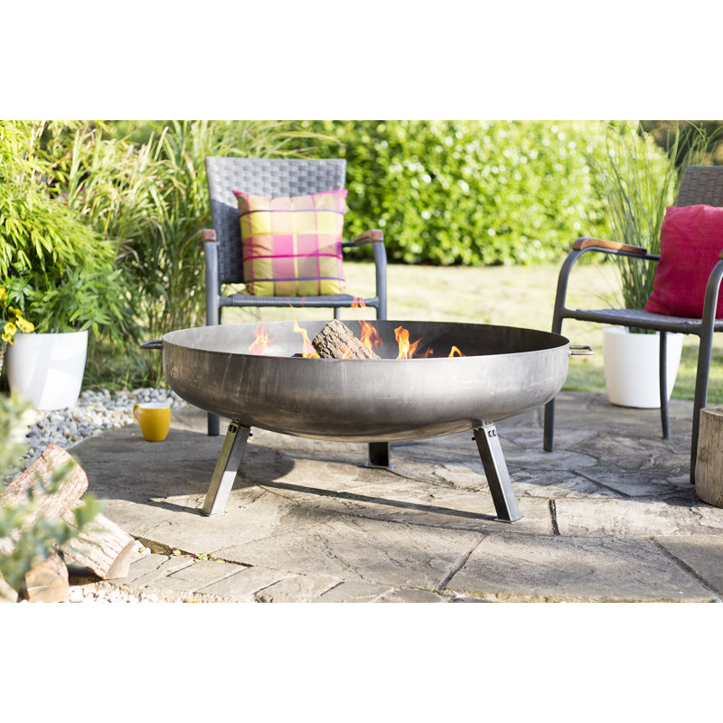 La Hacienda Pittsburgh Industrial Heavy Duty Steel Firepit, 40cm H x 110cm W x 110cm D