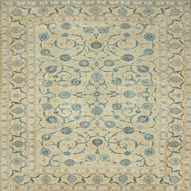 Crothers bleu sarcelle oriental/gris/noir Tapis décoratif, Carré 7 pi