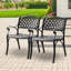 Chaise de patio d'extérieur 2 pièces en fonte d'aluminium pour le jardin, noir-1429543259