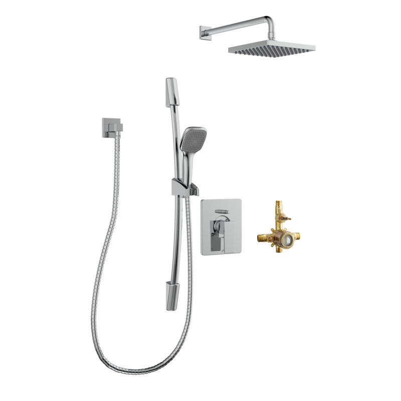 Quadrato All-In-One Kit with Rough in-Valve, Polished Chrome