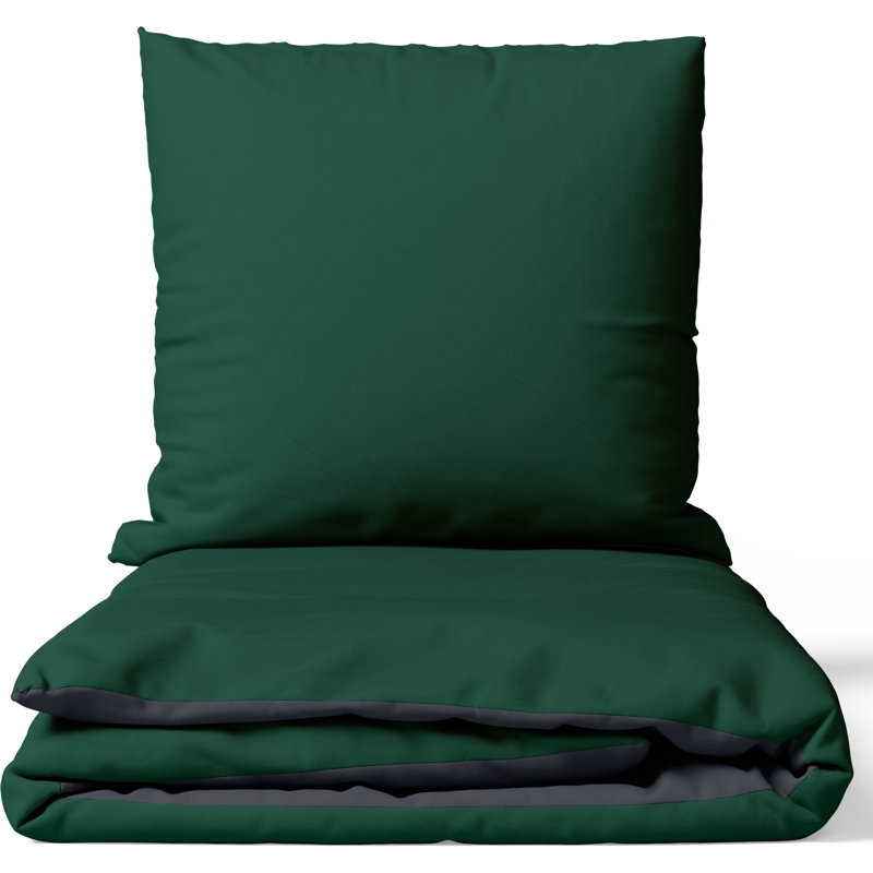 Reana Bedding, Dark Green, 135 x 200 cm - 1 Pillowcase (80 x 80 cm)