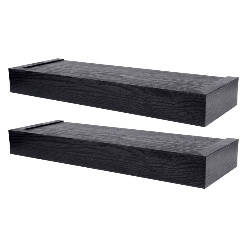 Loon Peak® 18" Modern Floating Shelf Holds 15 lbs, 2 Pack, Black