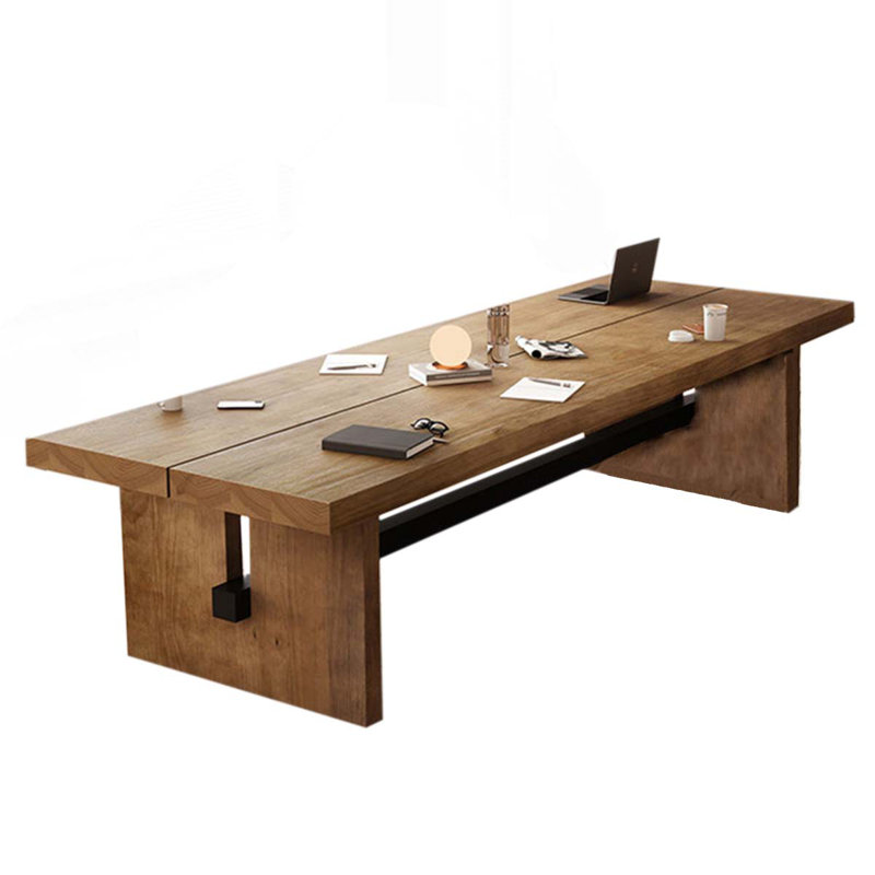 Table de conférence rectangulaire en bois massif de 10 pieds, H 29,53 po x L 102,36 po x P 39,37 po